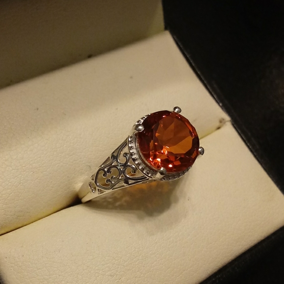 1.75ctw Genuine Fire Quartz 925 Sterling Silver - Picture 6 of 7